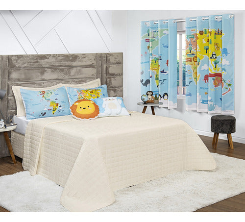 Colcha Casal 7 Peças Percal 300 Fios Design Kids