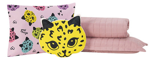 Colcha Solteiro 4 Pçs Percal 300 Fios Design Kids