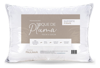 Travesseiro Toque De Pluma Firme Percal 180 Fios 70cmx50cm Cor Branco