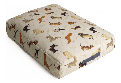 Cama Pet Futon Extra Grande 100x80 C/ Zíper Lavável - Bege