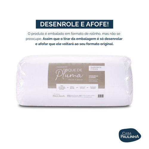 Travesseiro Toque De Pluma Firme Percal 180 Fios 70cmx50cm Cor Branco