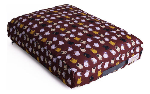 Cama Pet Futon Grande 80x60 C/ Zíper Lavável - Vinho