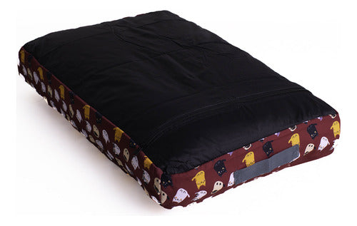 Cama Pet Futon Extra Grande 100x80 C/ Zíper Lavável - Vinho
