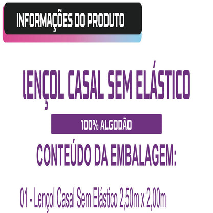 Kit 10 Lençóis Atacado Casal Avulso Sem Elástico 200 Fios 100% Algodão
