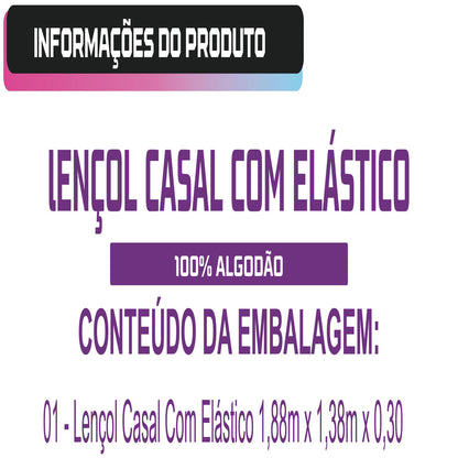 Lençol Casal Avulso Com Elástico 200 Fios 100% Algodão