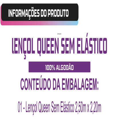 Kit 10 Lençóis Atacado Queen Avulso Sem Elástico 200 Fios 100% Algodão