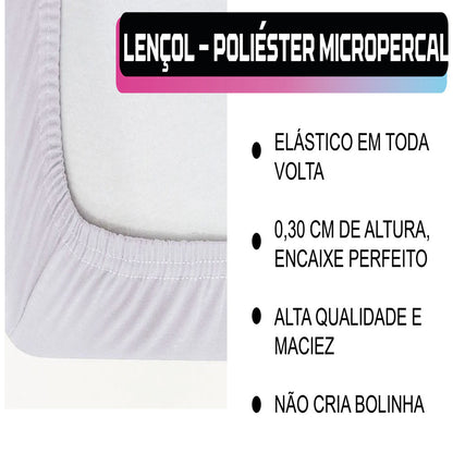 Lençol Queen Avulso Com Elástico 400 Fios 100% Poliéster Aveludado