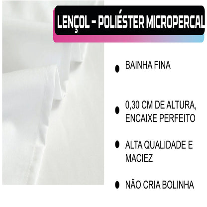 Lençol Solteiro Avulso Sem Elástico 400 Fios 100% Poliéster Aveludado