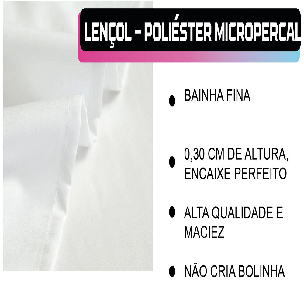 Kit 10 Lençóis Atacado Casal Avulso Sem Elástico 400 Fios 100% Poliéster Aveludado