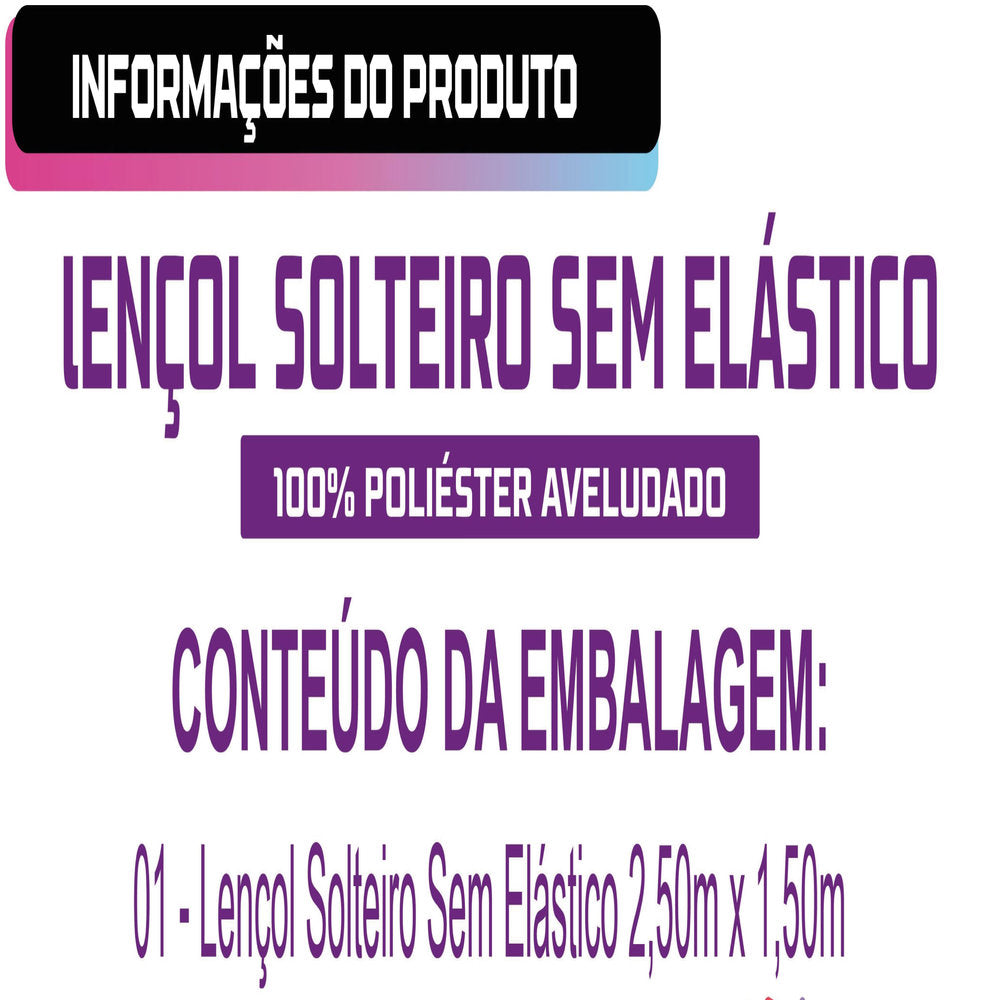 Lençol Solteiro Avulso Sem Elástico 400 Fios 100% Poliéster Aveludado