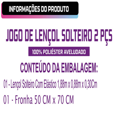 Lençol Solteiro 2 Peças Ponto Palito 100% Algodão 200 Fios