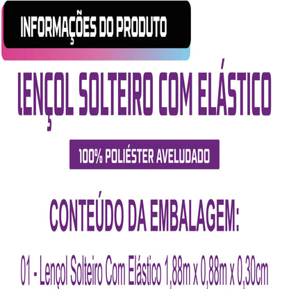 Lençol Solteiro Avulso Com Elástico 400 Fios 100% Poliéster Aveludado