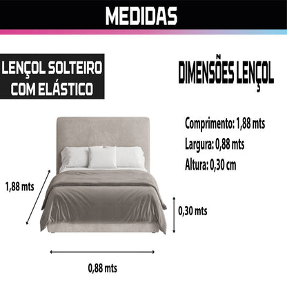Jogo De Lençol Solteiro 3 Peças 100% Algodão 200 Fios Ponto Palito
