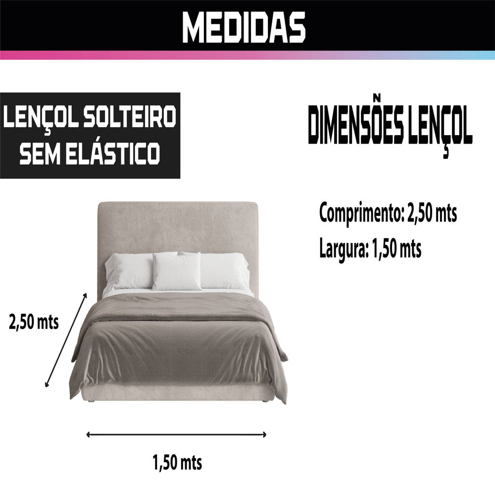 Lençol Solteiro Avulso Sem Elástico 200 Fios 100% Algodão