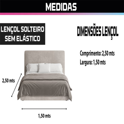 Lençol Solteiro Avulso Sem Elástico 200 Fios 100% Algodão