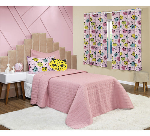 Colcha Solteiro 4 Pçs Percal 300 Fios Design Kids